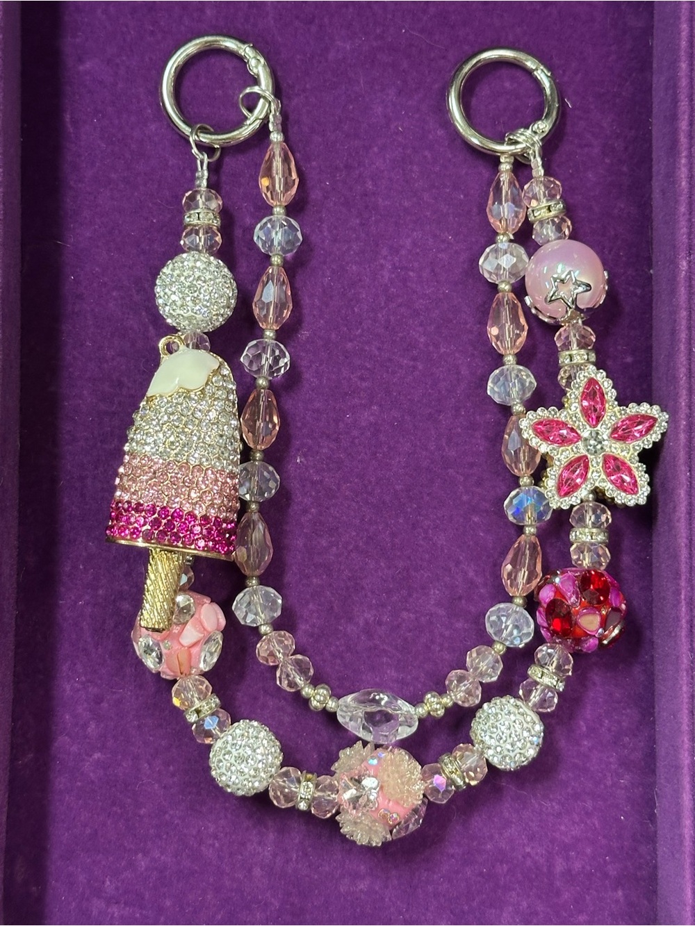 Fancy Handmade Double Chain โ Crystal & Rhinestone - Picture 3 of 8